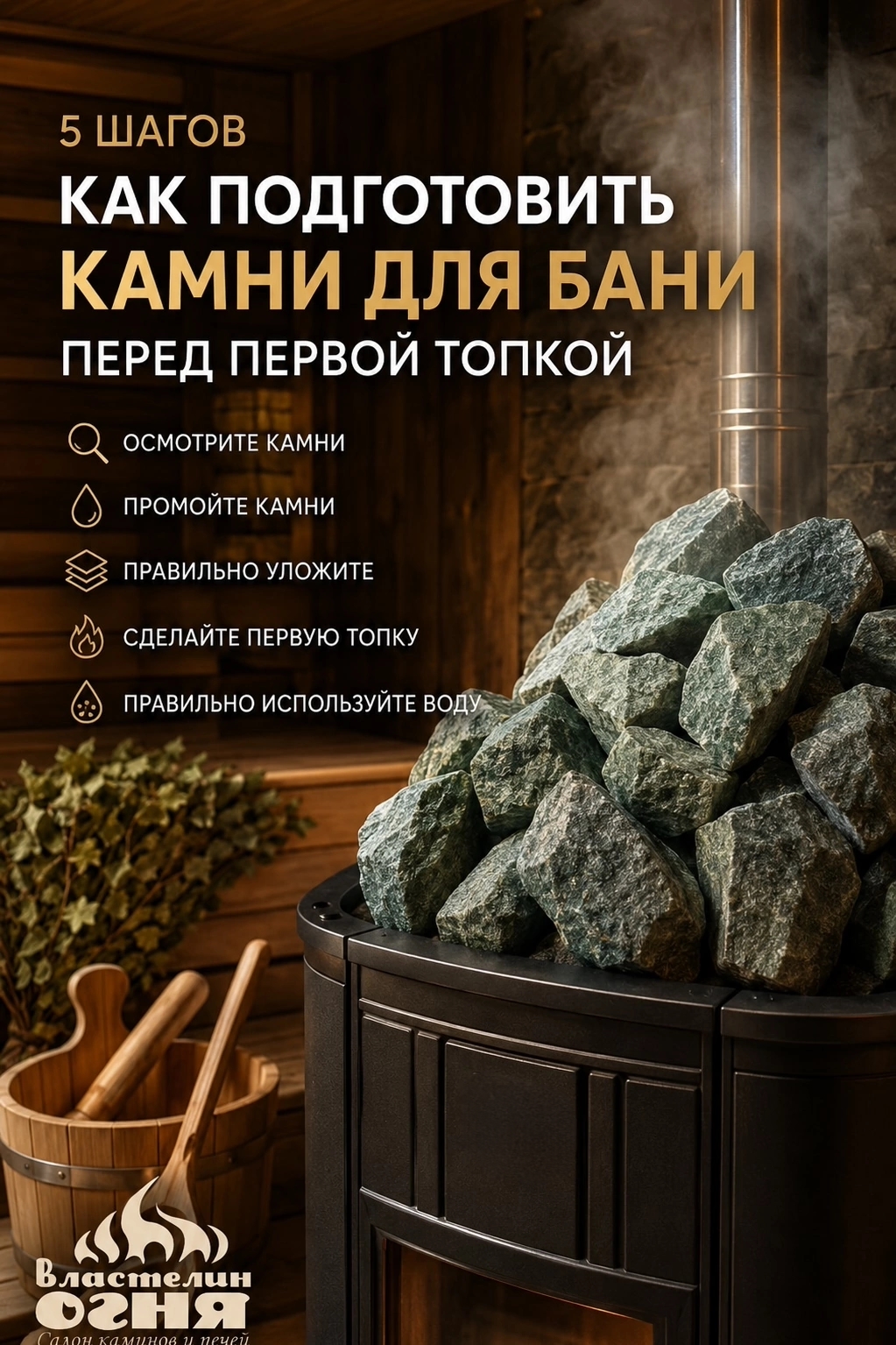 правила укладки камней в каменку печи перед первой топкой