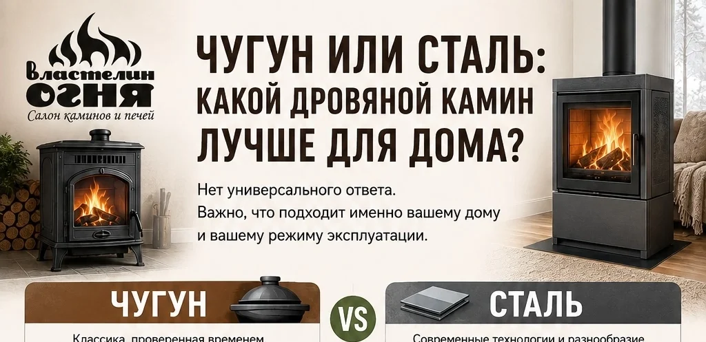 отличие камина из чугуна от камина из стали